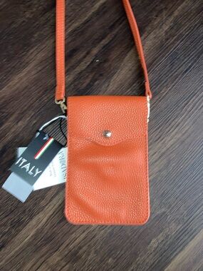 ISadora Italy Orange Crossbody Phone Bag new